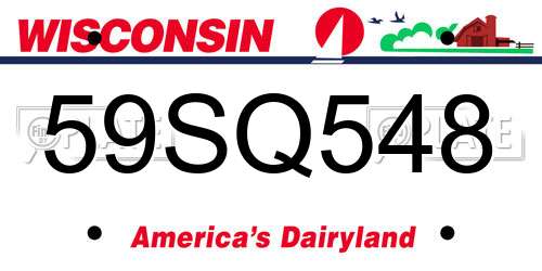 59SQ548 Wisconsin License Plate