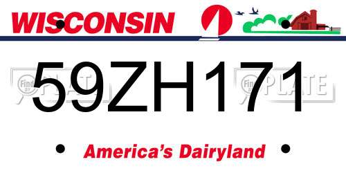59ZH171 Wisconsin License Plate