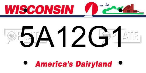 5A12G1 Wisconsin License Plate