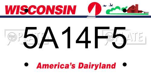 5A14F5 Wisconsin License Plate