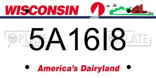 5A16I8 Wisconsin License Plate