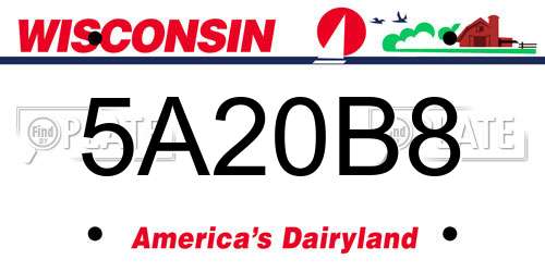 5A20B8 Wisconsin License Plate
