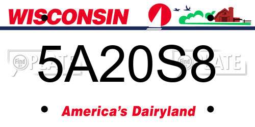 5A20S8 Wisconsin License Plate