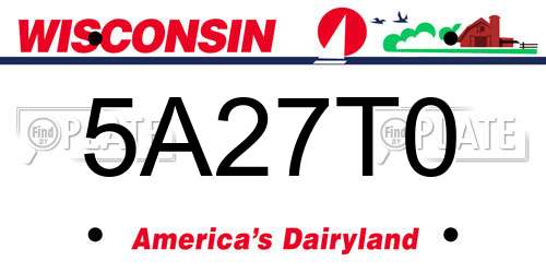 5A27T0 Wisconsin License Plate
