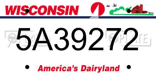 5A39272 Wisconsin License Plate