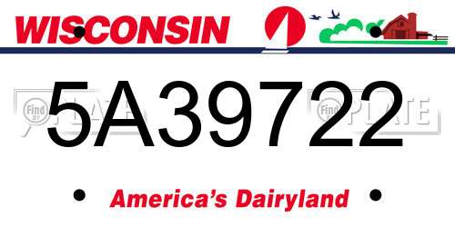5A39722 Wisconsin License Plate