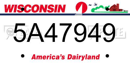 5A47949 Wisconsin License Plate