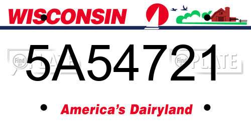 5A54721 Wisconsin License Plate