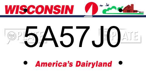 5A57J0 Wisconsin License Plate
