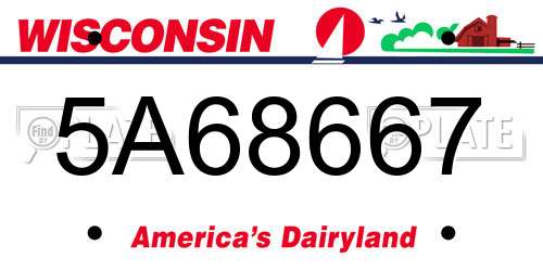 5A68667 Wisconsin License Plate