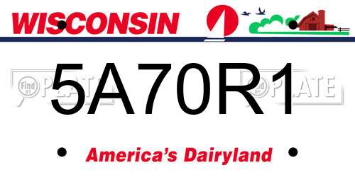 5A70R1 Wisconsin License Plate