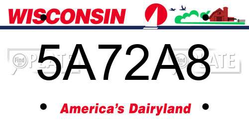 5A72A8 Wisconsin License Plate