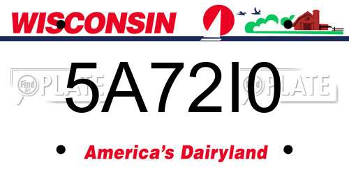 5A72I0 Wisconsin License Plate