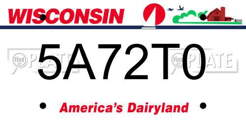 5A72T0 Wisconsin License Plate