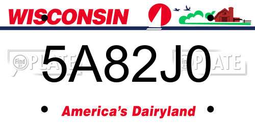 5A82J0 Wisconsin License Plate