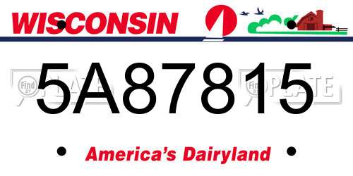 5A87815 Wisconsin License Plate