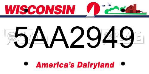 5AA2949 Wisconsin License Plate