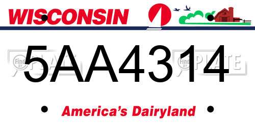 5AA4314 Wisconsin License Plate