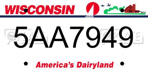 5AA7949 Wisconsin License Plate