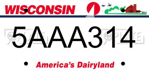 5AAA314 Wisconsin License Plate