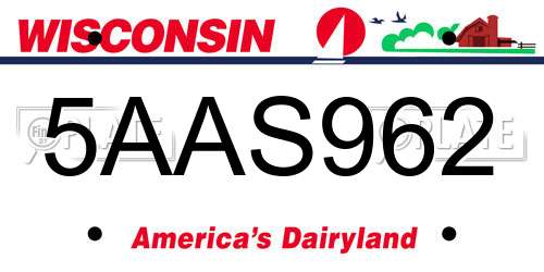 5AAS962 Wisconsin License Plate