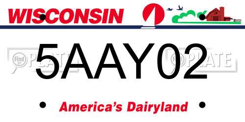 5AAY02 Wisconsin License Plate