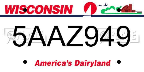 5AAZ949 Wisconsin License Plate
