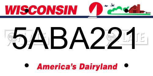 5ABA221 Wisconsin License Plate
