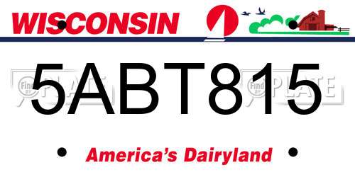 5ABT815 Wisconsin License Plate