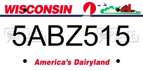 5ABZ515 Wisconsin License Plate