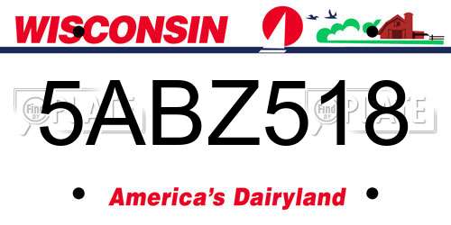 5ABZ518 Wisconsin License Plate