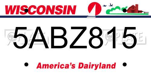 5ABZ815 Wisconsin License Plate