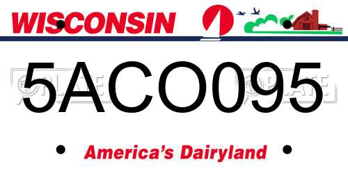 5ACO095 Wisconsin License Plate
