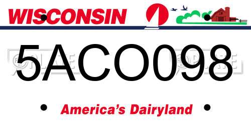 5ACO098 Wisconsin License Plate