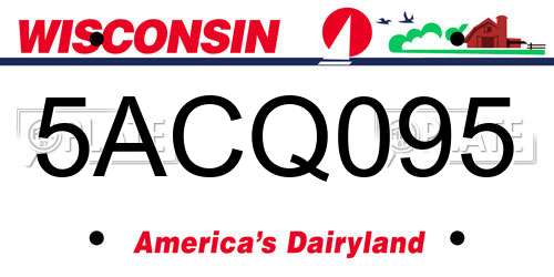 5ACQ095 Wisconsin License Plate