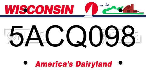 5ACQ098 Wisconsin License Plate