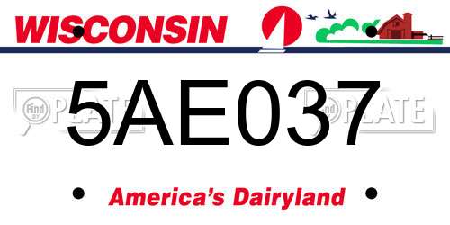 5AE037 Wisconsin License Plate