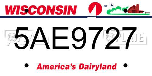 5AE9727 Wisconsin License Plate