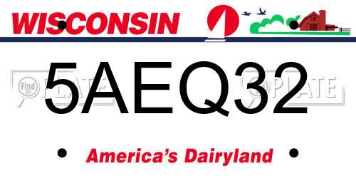 5AEQ32 Wisconsin License Plate