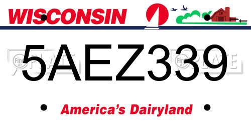 5AEZ339 Wisconsin License Plate