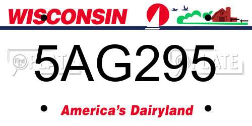 5AG295 Wisconsin License Plate