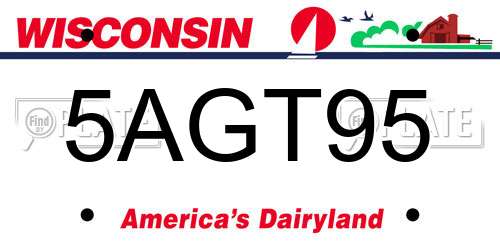 5AGT95 Wisconsin License Plate