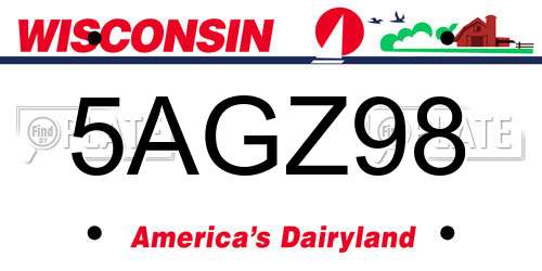 5AGZ98 Wisconsin License Plate
