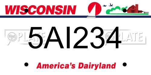 5AI234 Wisconsin License Plate