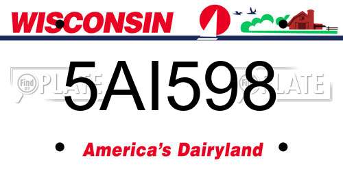 5AI598 Wisconsin License Plate