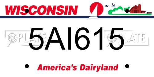 5AI615 Wisconsin License Plate