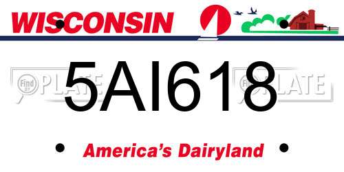 5AI618 Wisconsin License Plate