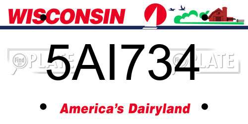 5AI734 Wisconsin License Plate