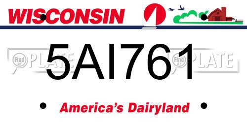 5AI761 Wisconsin License Plate