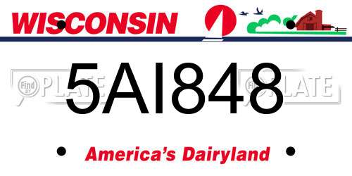 5AI848 Wisconsin License Plate